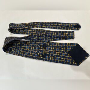 Brooks Brothers Makers Silk Tie 58” Gold Blue Geometric Design Men’s